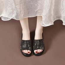 Thick Sole Slide Sandals For Women, 2026 Summer New Wedge Platform Slippers, Black,Holiday Essential - Silver - View 4