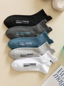 5/10 Pairs Multi-Color Men Short Socks, Casual, Fashionable, Sport, Moisture Wicking, All Season - Multicolor - View 7