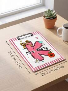 1pc Custom Name Teacher Clipboard, Personalized Teacher Appreciation Gifts, Monogram Initial Teacher Clipboard, Stripe Teacher Acrylic Paper Clipboard With Metal Clip, End Of School Teacher Gifts, Back To School - Multicolor - View 3