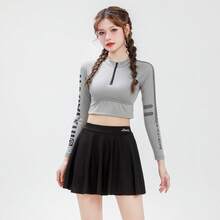 Two-Piece Skirt-Style Swimsuit For Women, Fashionable And Sporty, Summer Long-Sleeve, Sun-Protective, Sexy, High-Waisted, Slimming, Tummy-Concealing, High-End Swimwear - Xám 028476 - Xem 12