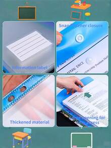 1pc/6pcs/12pcs Binder Pockets 11 Holes Expandable Binder Folders For 2/3/4 Ring Document Pockets With Snaps And Tabs Binders Clear Mixed Pack,Plastic File Bags,For School, Home Office Attendance Travel - Convenient To Carry,Portable Monthly Paper,Back To School - Multicolor - View 9