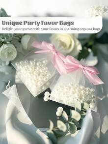 1/10/20/30pcs Organza Bags With Bow, Size 3.9x4.7 Inches, Drawstring Jewelry Bags, Wedding Favor Bags, Pink Party Favor Bags, Bachelorette Party Gifts, Christmas Gift Packaging Bags, Suitable For Party, Wedding, Christmas, Valentine's Day - Multicolor - View 6