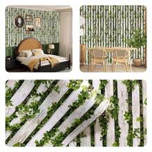 1 Roll Self-Adhesive Wood Plank Striped Wallpaper, Small Plant Waterproof Sticker, Retro PVC Wall Decal, Easy Installation, Matte Finish, Removable Design For Bedroom, Cabinet, 45CM*100CM/300CM/500CM - Green 1 - View 11
