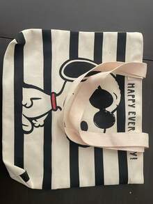 1 chiếc túi tote vải kẻ sọc Snoopy, túi xách du lịch cỡ lớn, tiện dụng, dễ thương, đa năng, thích hợp làm quà tặng cho học sinh, dịp tựu trường, sinh nhật, Ngày Valentine, Ngày của Mẹ. - A - Xem 9