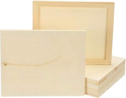 PATIKIL 7.5 X 9 Inch Wood Canvas Panels, 8pcs Unfinished Wooden Frame Square Art Board For Crafts Oil Paint Pouring Acrylics Painting DIY
