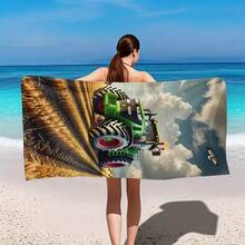 1pc Large Tractor Design Beach Towel, Suitable For Beach, Pool And Picnic - Featuring Vibrant Tractor Pattern Design, Soft Texture, Ideal Choice For Summer Pool Parties And Events - A - View 5