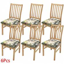 2/4/6pcs Tropical Plant Pattern Stretch Seat Cushion Covers, Chair Covers, Suitable For Home Decor, Living Room, Dining Room, Garden, Hotel, Party, Washable Polyester Material, Chair Seat Pad Protector - Multicolor - View 14