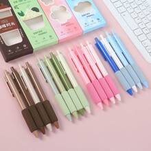 4pcs Themed Retractable Gel Pen Set, 0.5mm Black Ink Smooth Writing Pens With Soft Grip, Coffee Matcha Cloud Flower Style Student Stationery For School Supplies, Study Notes, Journaling, Office & Daily Writin - A - View 2