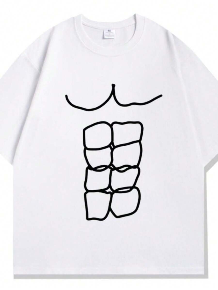 playeras de mujer Funny Fitness Abs Printed T Shirts Graphic T Shirts High Quality Men's and Women's Short Sleeved T Shirts Men's Sportswear Tops - Blanco - Ver 1