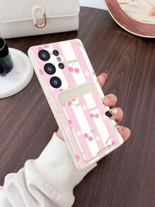 Bộ 2 trong 1 gồm 1 ốp lưng điện thoại chống sốc TPU màu trắng họa tiết hoa anh đào sọc dọc và 1 bao đựng thẻ dán họa tiết hoa anh đào sọc dọc màu trắng, hàng mới về. - Nhiều màu - Xem 3
