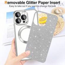 1pc Hadaasi Silver Color Phone Case Compatible With Apple 17 Pro Max 17e, Glitter Transparent Magnetic Phone Case With Camera Lens Protector [Compatible With MagSafe], Shiny Electroplated Soft TPU Ultra-Thin Shock-Proof Protective Cover, Women Version - Purple - Silver - View 4
