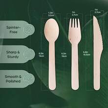 Set Peralatan Makan Kayu, Termasuk Pisau, Garpu, dan Sendok untuk Pesta, Liburan, Ulang Tahun, Pernikahan, dan Dekorasi Rumah, Cocok untuk Dapur Rumah Tangga, Restoran, Hotel, Perlengkapan Dapur, dan Tambahan Peralatan Makan - MultiWarna - View 3