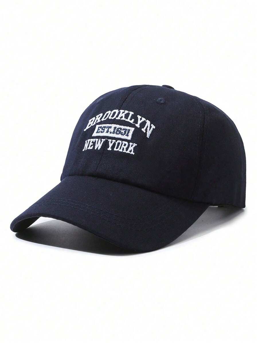 1pc Wine Red Large Brim Sun-Shading Fashionable Versatile Baseball Cap - Navy Blue - View 1