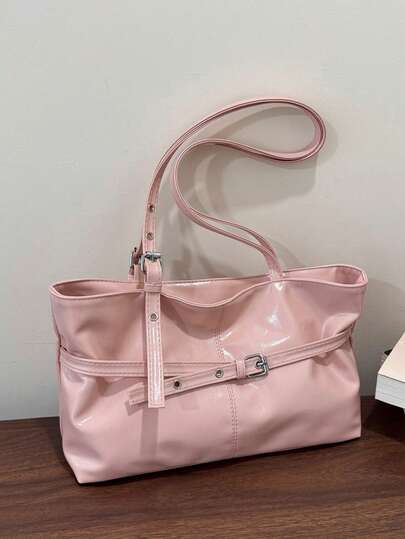 1 chiếc túi tote cỡ lớn kiểu cổ điển, túi đeo chéo cỡ lớn tiện dụng cho người đi làm, túi xách thời trang dành cho người đi xe máy, túi tote phối da lộn và da PU với dây đeo trang trí, khóa kéo, túi đeo vai nữ thích hợp cho công việc, đi học, du lịch, mua sắm, kinh doanh, sử dụng hàng ngày.