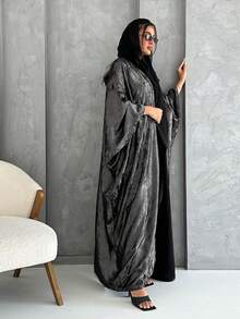 1 chiếc áo choàng cardigan nhung kim loại chất lượng cao, tay áo cánh dơi rộng rãi, kiểu dáng thanh lịch, phù hợp cho phụ nữ Hồi giáo mặc hàng ngày. - Nhiều màu - Xem 7