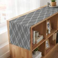 1pc Modern Art Gray Geometric Table Runner, Long Wave Line Geometric Abstract Pattern Coffee Table Dresser Kitchen Dining Table Decor, Suitable For Indoor Outdoor Home Party Holiday - Multicolor - View 7