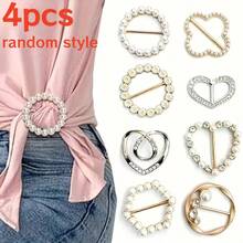 2/4/6/8 pezzi Fermagli per sciarpa eleganti con cristalli e perle per donna, disponibili in forme rotonde, a cuore e quadrifogli, stili assortiti casuali, versatili per camicia, orlo di maglietta, sciarpa, scialle - Multicolore - Visualizzare 17