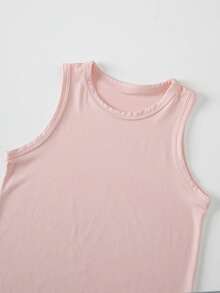 2pcs/Set Girls' Sleeveless Top And Shorts Set, Lightweight Summer Casual Outfit With Decorative Straps, Suitable For Ages 4-12 - Multicolor - View 4