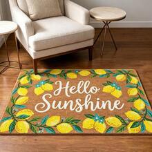 1pc "Hello Sunshine" Lemon Print Entrance Mat, Summer Flannel Rectangular Rug, Suitable For Entryway, Kitchen, Living Room, Bathroom, Bedroom And Patio - 1PC - View 17