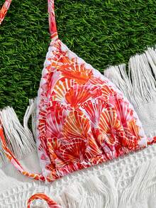 Đồ bơi bikini nữ phong cách tối giản sang chảnh quyến rũ, cổ yếm buộc dây, màu trơn, đi biển du lịch dự tiệc, mẫu mới Xuân/Hè - Hoa vỏ sò nụ trắng - Xem 5
