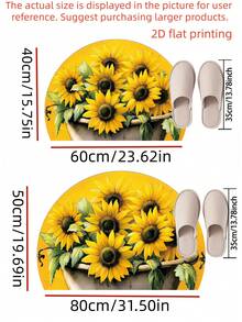 1 covoraș de ușă antiderapant cu model de floarea-soarelui vibrant pentru cadă - ușor de curățat, design semicircular, potrivit pentru utilizare interior/exterior, perfect pentru intrări, bucătării, băi, balcoane și spații exterioare, covoraș de ușă exterior - A - Vizualizare 8