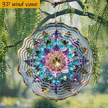 1个3D水晶花金属风铃,可360°旋转 - 10英寸彩色曼陀罗图案,铁艺材质,适用于室内外花园装饰,含挂钩,适合婚礼、派对、圣诞节、复活节等场合 - 无需电池/电源,可自行DIY风力驱动装饰 - A - 查看 9