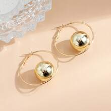 1 Pair Women's Versatile Exaggerated Geometric Ball Drop Earrings - Gold - View 4