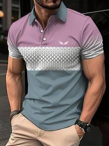 男士 3D 印花 Polo 衫 - 全季戶外上衣 - 彩色 - 查看 1