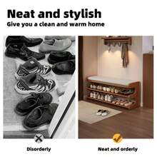 1pc Black High-End Shoe Rack Bench, Entryway Shoe Storage Organizer, Sitting Shoe Rack, Multipurpose Bench For Foyer, Living Room, Bedroom - White - View 6