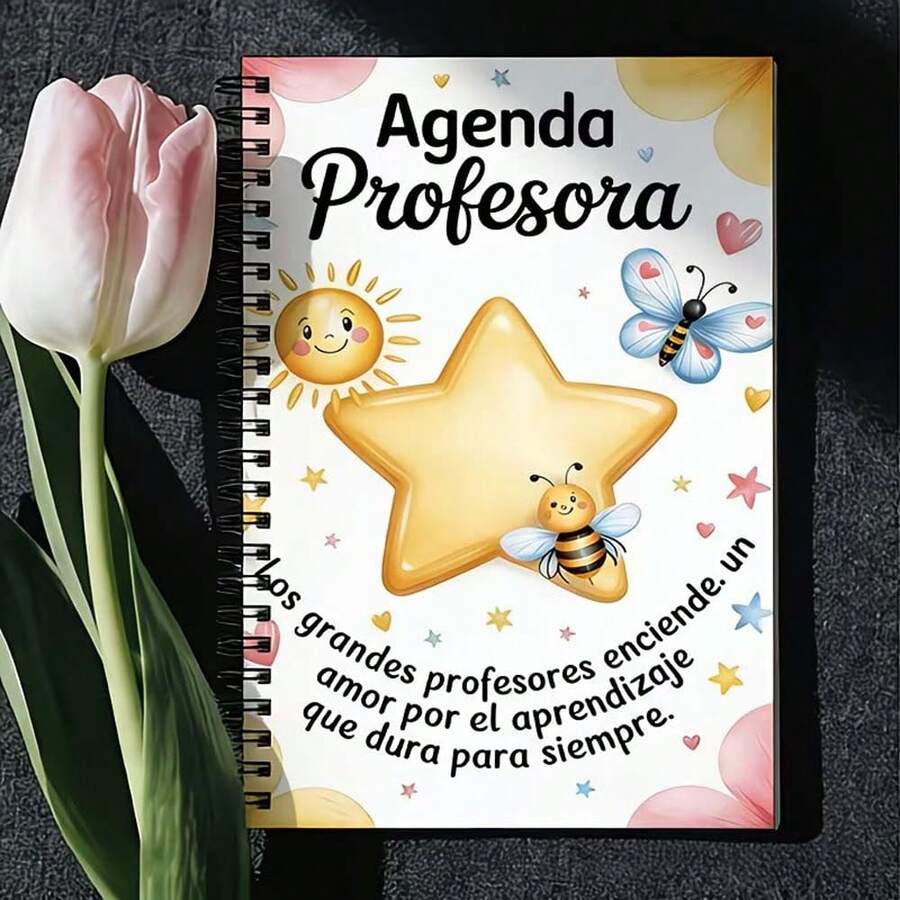 1pc Spiral Bound Notebook With Spanish Teacher Planner Theme, Suitable For Recording Lesson Plans, Monthly Layout, Attendance Tracking, Ideal Gift For Professors, Teachers, Education Workers, Family And Friends - H - View 1