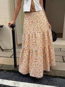 Chân váy dài maxi nữ 2026 mùa hè màu be họa tiết hoa, cạp cao nhiều lớp, phong cách Bohemian lãng mạn, đi chơi, hẹn hò, du lịch, dã ngoại, phong cách đồng quê, thẩm mỹ Pháp cổ điển, váy dài đi nghỉ dưỡng - Nhiều màu - Xem 7