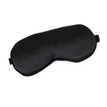 1个黑色缎面睡眠眼罩，带弹性绑带，柔软透气，成人适用，适合派对游戏，飞机上睡觉必备眼罩 - 黑色 - 查看 4