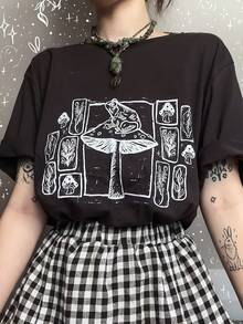 Summer Tops Women 2026 Printed T-Shirt Casual T-Shirt Summer - Black - View 1
