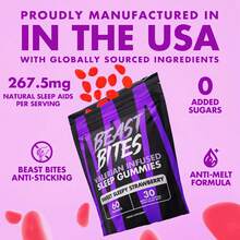 Beast Bites Valerian Infused Sleep Gummies Sweet Sleepy Strawberry 60 Count Plant‑Based 30‑Day Supply Nighttime Relaxation Sleep Wellness Support Dietary Supplement - Sweet Sleepy Strawberry - View 4