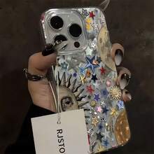 1个羽毛壳IMD镜头保护防摔复古日月星辰图案个性化手机壳，兼容 16 Pro Max、17/16/15/14 Plus/13/12/11，也适用于三星系列 - 彩色 - 查看 5