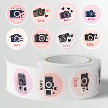 JOERBABU the little kangaroo Bobbie 502pcs/Roll Camera LOVE Pattern Stickers, 10 Assorted Designs, Christmas Gift Wrapping Labels, Scrapbook Stickers, Planner Gift Wrapping, Paper Craft Decoration, Party Gifts, Gift Box Decoration & Reward Stickers - Multicolor - View 7