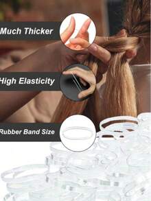[Quantity Options] Pcs/Pack Women's Colorful Hair Ties, Transparent/Black Mixed Mini Elastic Bands, Disposable Small Rubber Bands, Minimalist Solid Color Hair Accessories, Suitable For Ponytail, Wedding Hairstyles, Ponytail Holders, Hair Ties, Rubber Bands, Hair Ties, Hair Ties For Summer Hairstyles, Beach Hairstyles, Hair Styling Tools Scrunchie - Black+Transparent - View 4