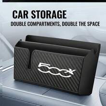 For FAIT 500 500X 500L 1pc Car Interior Organizer. Organizer Pen/Card/Earphone Pockets, Auto Dashboard Storage Box With Charging Hole, Easy Install Carbon Fiber Texture - A - View 6