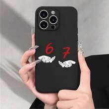 Diseño de dibujos animados "67" con extremidades, ojos, guantes y zapatos, acompañado del título de texto "Six Seven", compatible con fundas de teléfono 17, 16, 15, 14, 13, 12, 11, Plus, Pro Max, agarre cómodo, minimalista, para hombres y mujeres, apariencia de moda, (Aniversario, Día de San Valentín, Luna Nueva, Mejor regalo para ti mismo) - Multicolor - Ver 3