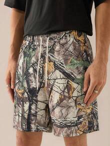 Men's Casual Sports Digital Print Knee-Length Shorts, Autumn Leaf Print, All-Over Print Shorts - Multicolor - View 4