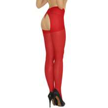 Deluxerie Meia-calça vermelha transparente com abertura nas costas e recortes, em tecido elástico com elastano, disponível nos tamanhos PP, P, M, G e GG. - Vermelho - Ver 1