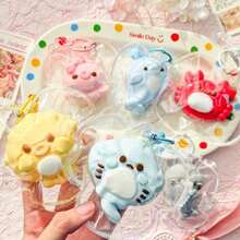 1pc Handmade Silicone Ocean Animal Stitched Packaging Squeeze Toy, Stress Relief Squeeze Toy, Soft TPR Material, Relieve Anxiety, Adult Hand Pressure Relief, Holiday/Birthday/Festival Gift (Stitching And Bead Chain Color Random) - 河豚 - 查看 2