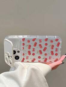 1pc Transparent TPU Cherry Painted Phone Case With Mirror Stand, Suitable For IPhone 11 12 13 14 12 Pro Max 13 Pro Max 14 Pro Max 15 15 Pro 15 Pro Max 16 16 Pro 16 Pro Max 17 17 Pro 17 Pro Max - Multicolor - View 6