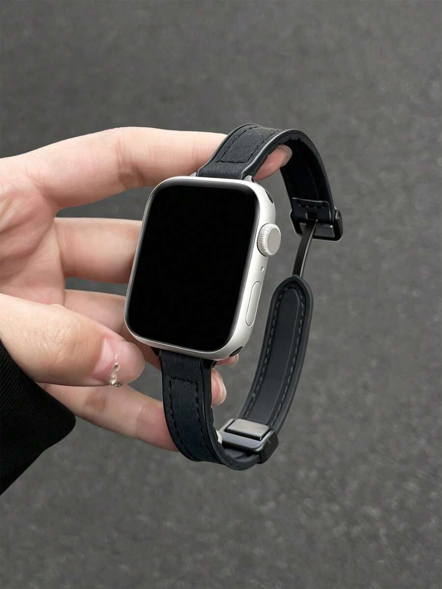1条复古真皮磁吸表带,适用于38/40/41/42/44/45/46/49mm Ultra/Ultra2/SE/SE2/11/10/9/8/7/6/5/4/3/2/1等型号手表,是绝佳的返校礼物。 - 黑色 - 查看 1