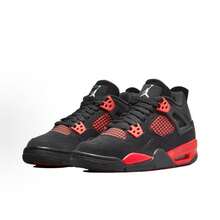 Nike JordanAir Jordan 4 "Red Thunder" Thunder GS Durable Mid-Top Basketball Shoes Black/Red Unisex - 408452-016 - View 3
