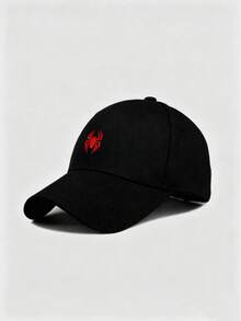 1pc Men's Adjustable Casual Simple Spider Print Baseball Cap, Suitable For Daily Wear - Black - View 3