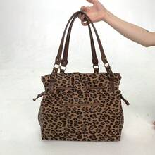 Leopardenmuster Vintage Tragetasche, Y2K Retro Schnallen Schultertasche, Große Kapazität Pendler Boho Handtasche, Geeignet für den täglichen Gebrauch - Braun - Übersicht 10
