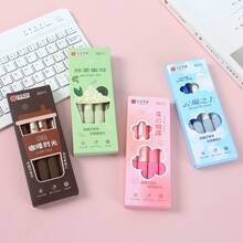 4pcs Themed Retractable Gel Pen Set, 0.5mm Black Ink Smooth Writing Pens With Soft Grip, Coffee Matcha Cloud Flower Style Student Stationery For School Supplies, Study Notes, Journaling, Office & Daily Writin - A - View 4