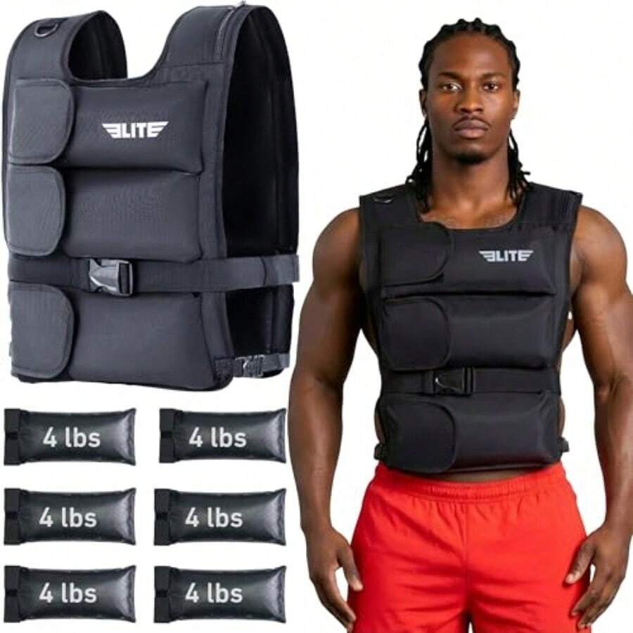 Weiged Vest Men And Women, 4lb/8lb/2lb/6lb/20lb/24lb Reflective Adjustable Weig Vest Workout, Exerci, Running, Weig Loss And Strengt Training UN-FIL - màu đen - Xem 1