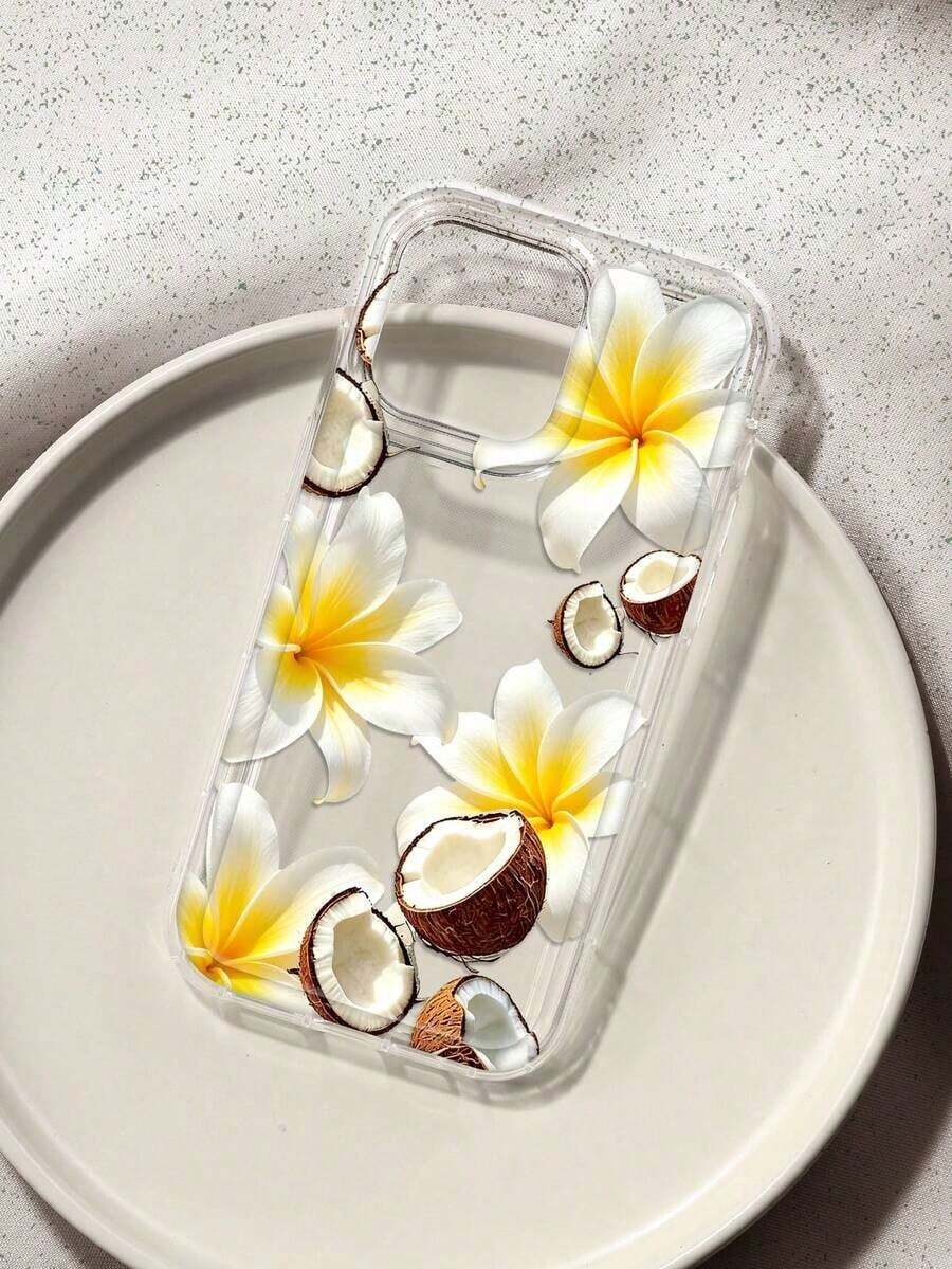 Funda de silicona líquida para teléfono móvil con patrón de flores de hibisco, protección de Body completo, a prueba de golpes y caídas, de goma suave TPU compatible con iPhone / Galaxy - Multicolor 7 - Ver 1